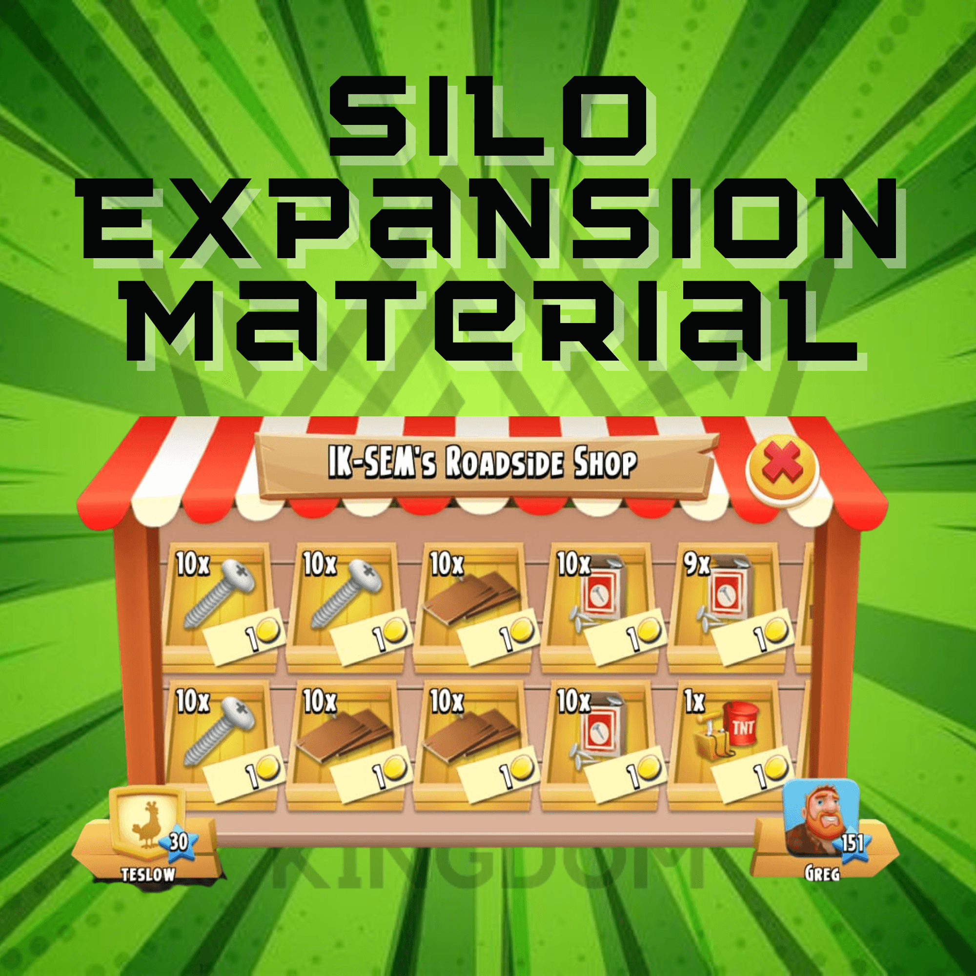 Silo Expansion Material SEM Nail Screw Wood Panel Hay Day - Item Kingdom