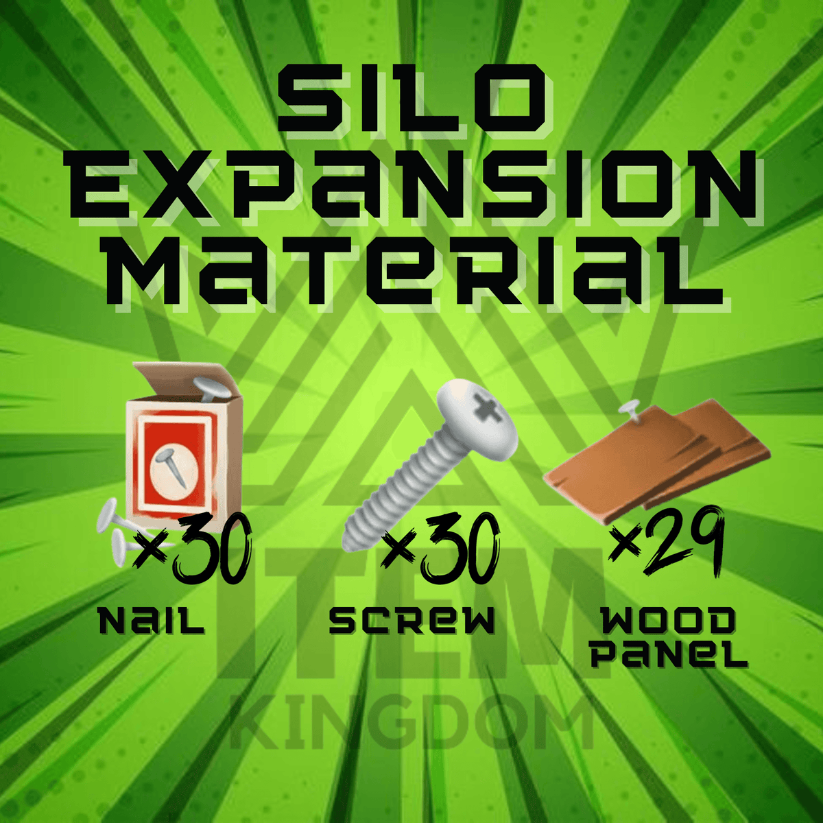 Silo Expansion Material SEM Nail Screw Wood Panel Hay Day - Item Kingdom