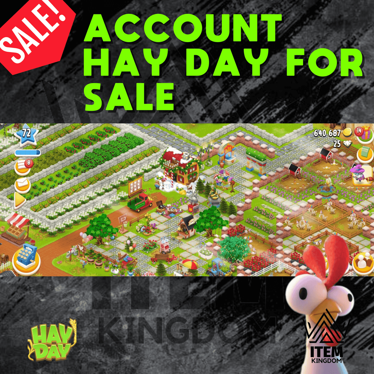 Account Hay Day for Sale 4250 Barn 1300 Silo Storage + Email - Item Kingdom